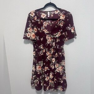 Xhilaration Burgundy Floral Sundress Size Small